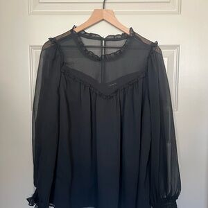 Torrid Black Ruffle Sheer Blouse